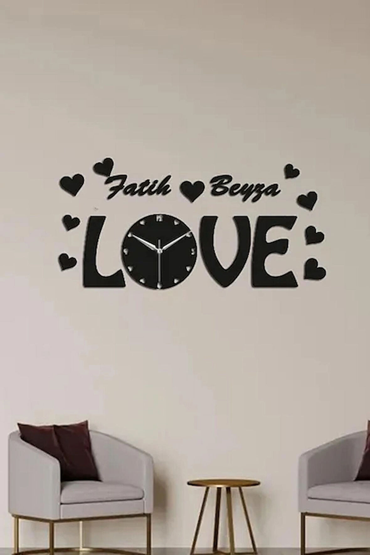 Love Yazılı isme özel Ahşap Duvar saati+İSİM BİLDİRİNİZ