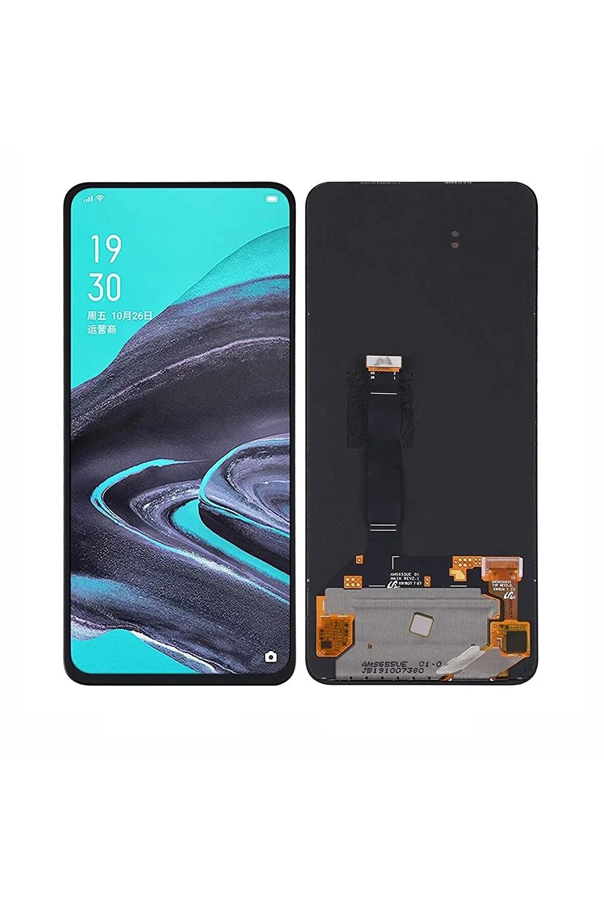 OPPO RENO 2 UYUMLU LCD DOKUNMATİK EKRAN ÇITASIZ SİYAH(TAMİR SETİ HEDİYELİ)