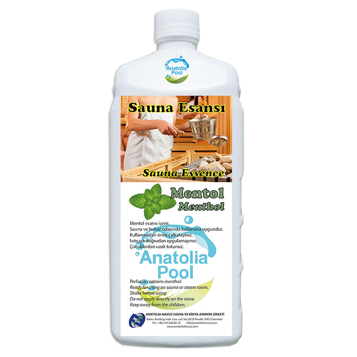 Anatolia Pool Sauna Buhar Esansı Mentol Sıvı 1 Lt (Sauna Essence Menthol)