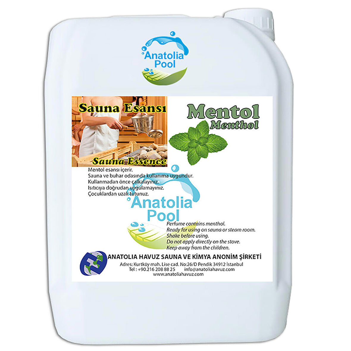 Anatolia Pool Sauna Buhar Esansı Mentol Sıvı 5 Lt (Sauna Essence Menthol)