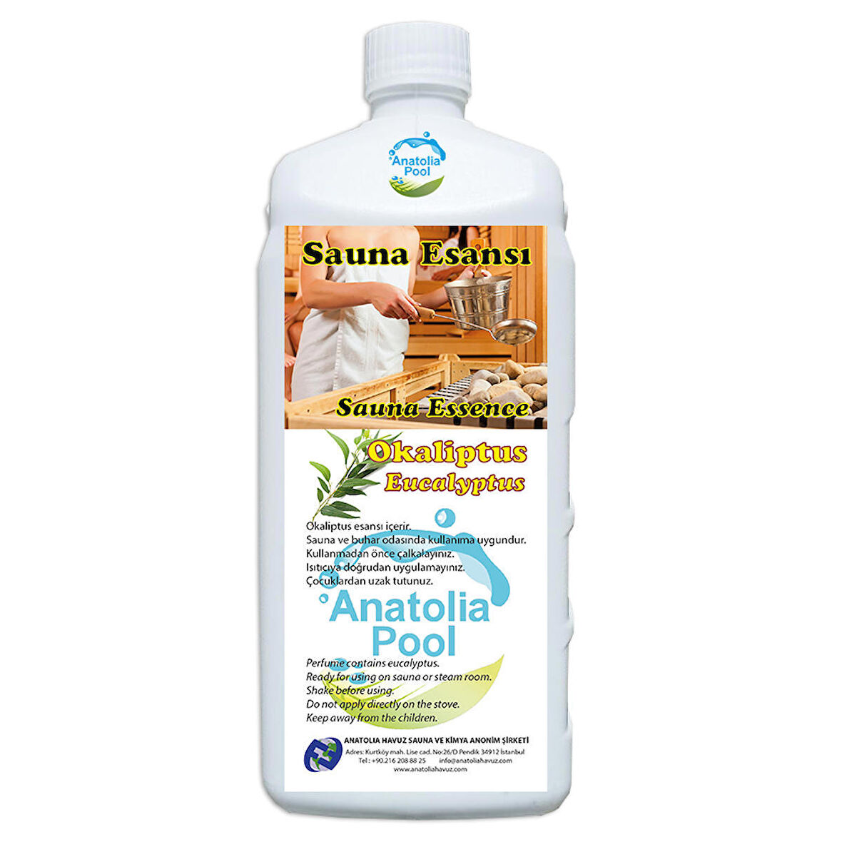 Anatolia Pool Sauna Buhar Esansı Okaliptus 1 Lt (Sauna Essence Eucalyptus)