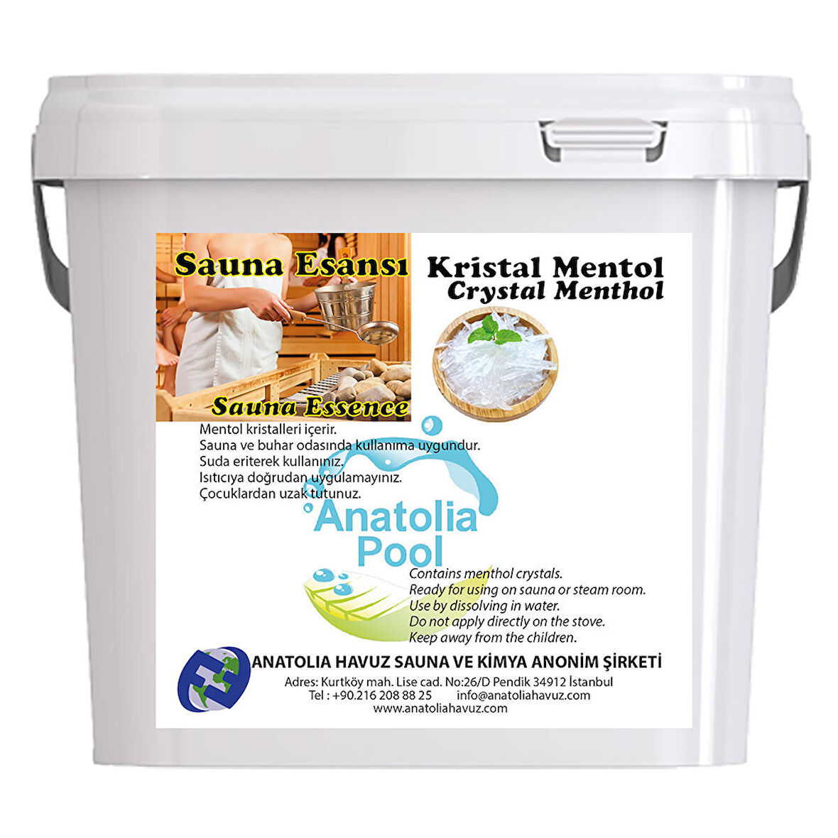 Anatolia Pool Sauna Buhar Esansı Kristal Mentol 5 Kg (Sauna Essence Menthol Crystal)