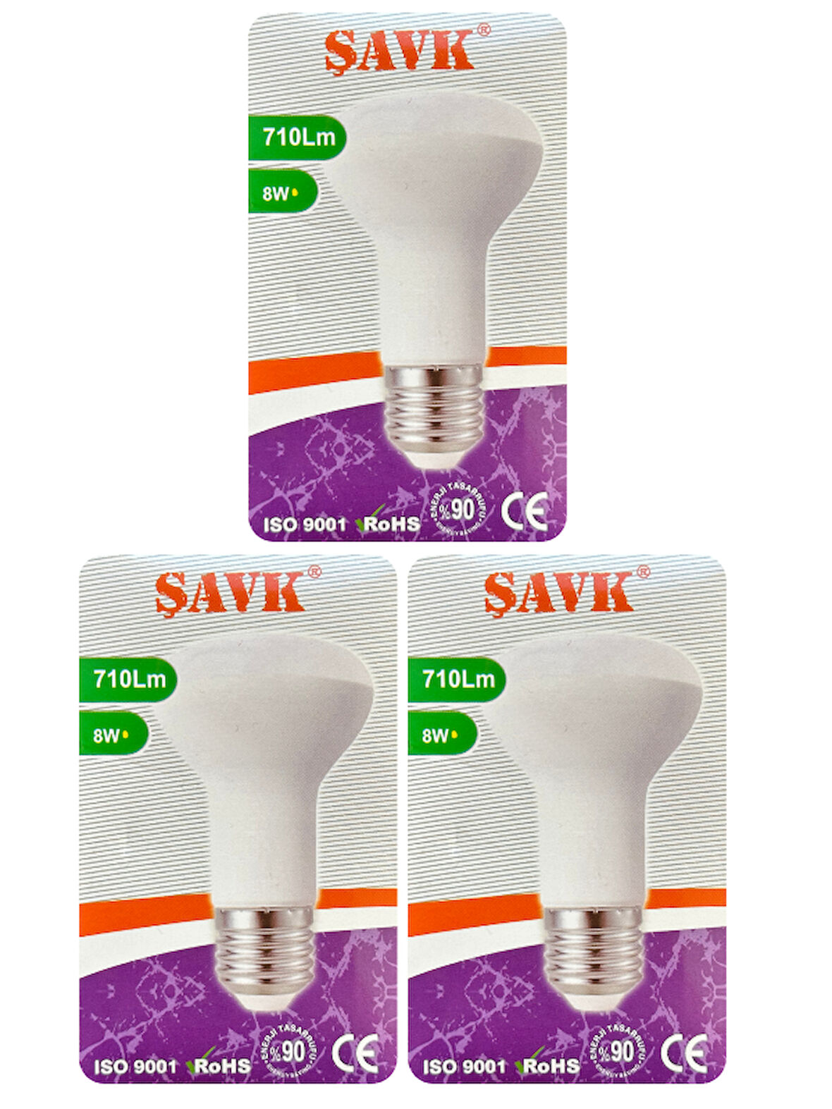 (3 Adet) Şavk 8W (54W) Sarı Işık (3000K) E27 Duylu (Kalın Duy) Led R63 Ampul