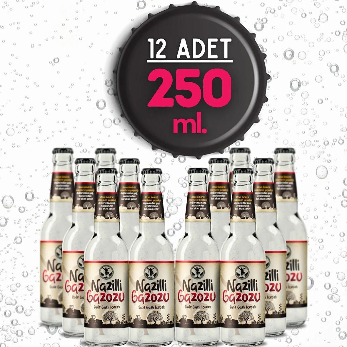 Yöresel Nazilli Gazozu 250 Ml. - Efsane Yerel Gazoz (12 Adet X 250 Ml.-Cam Şişe)