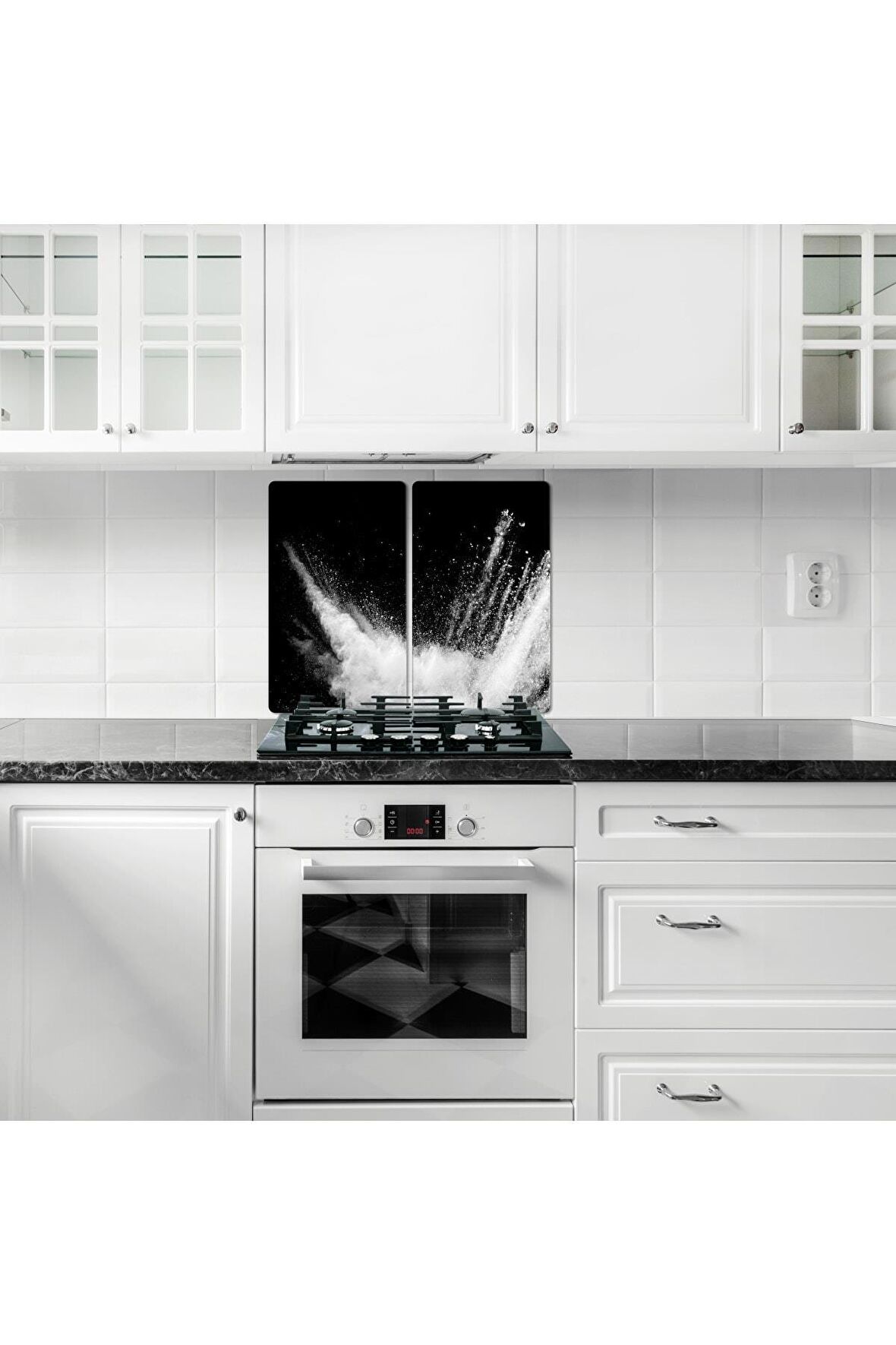 2' li 40x52 cm Black Desenli Cam Kesim Tablası ve Ocak Koruma