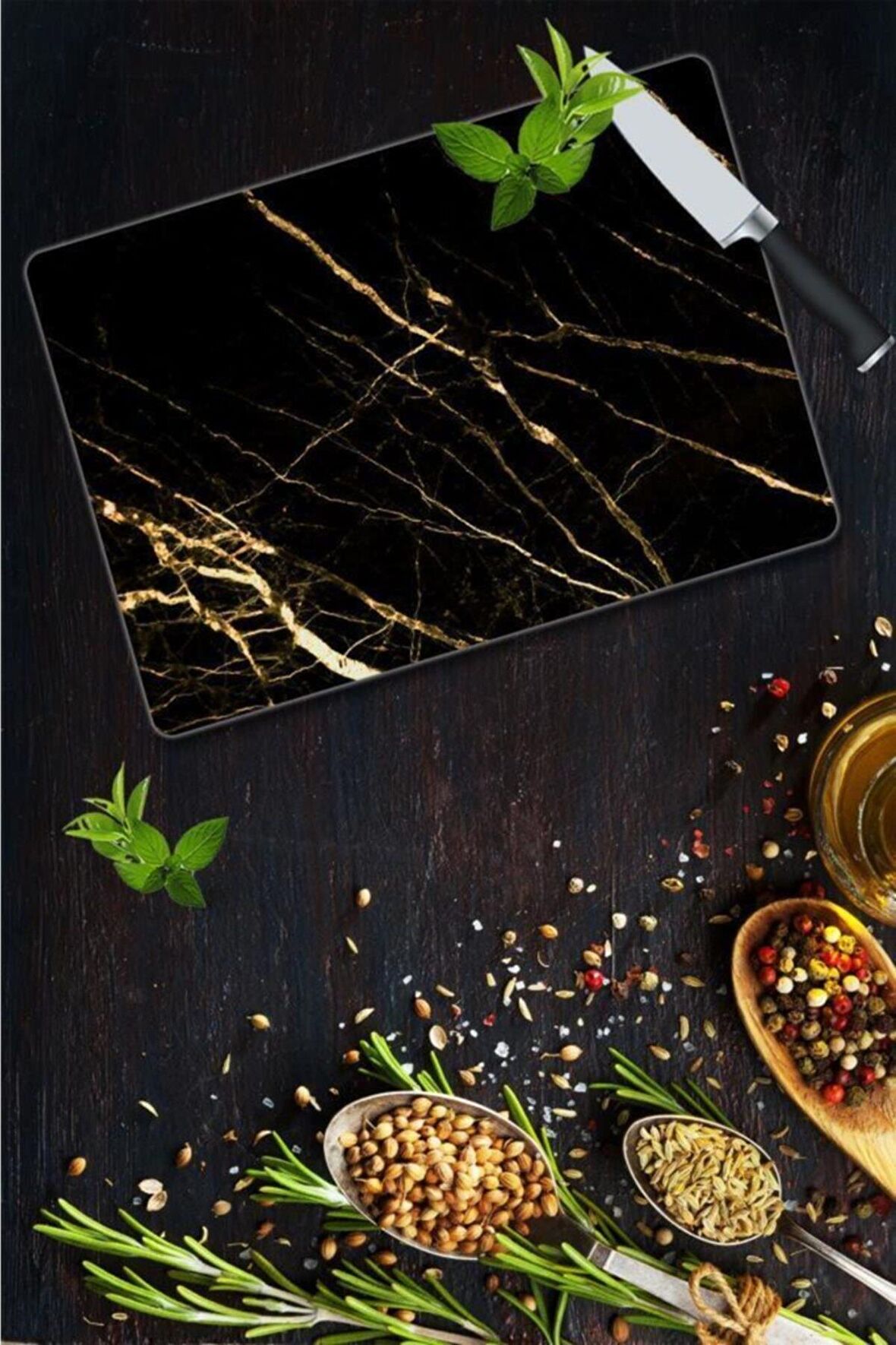 Saban Sarı Altın Mermer Cam Kesme Tahtası - Cam Kesme Tablası | 30 Cm X 40 Cm