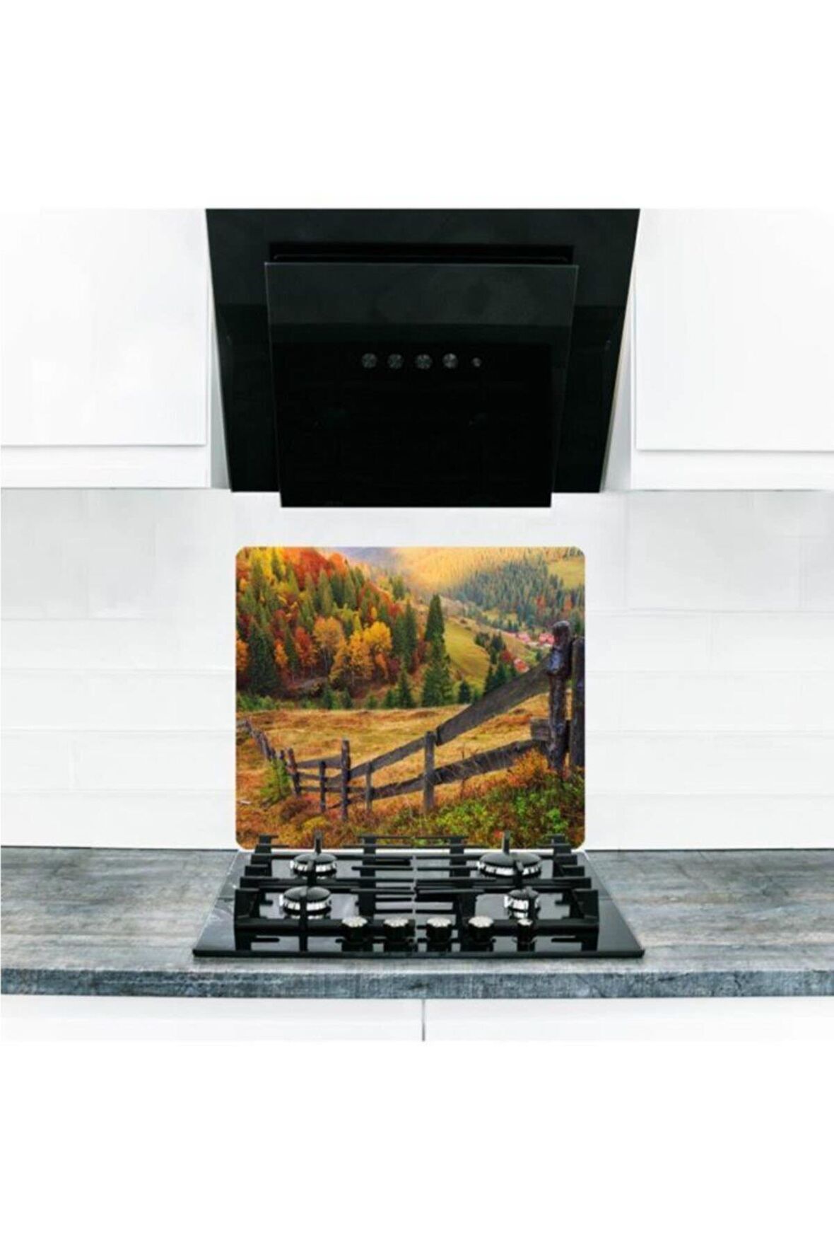 Cam Ocak Arkası Koruyucu ve Kesme Tablası Çiftlik | 50 cm x 56 cm