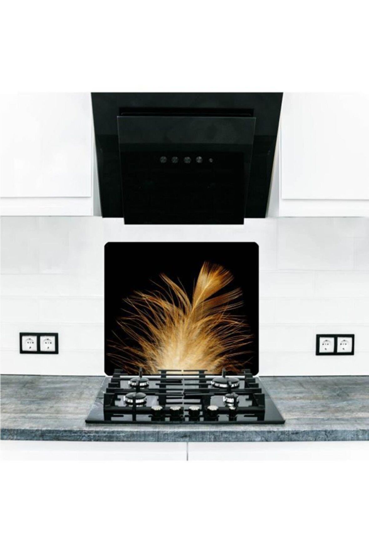 Cam Ocak Arkası Koruyucu ve Kesme Tablası Kozmozu | 50 cm x 56 cm