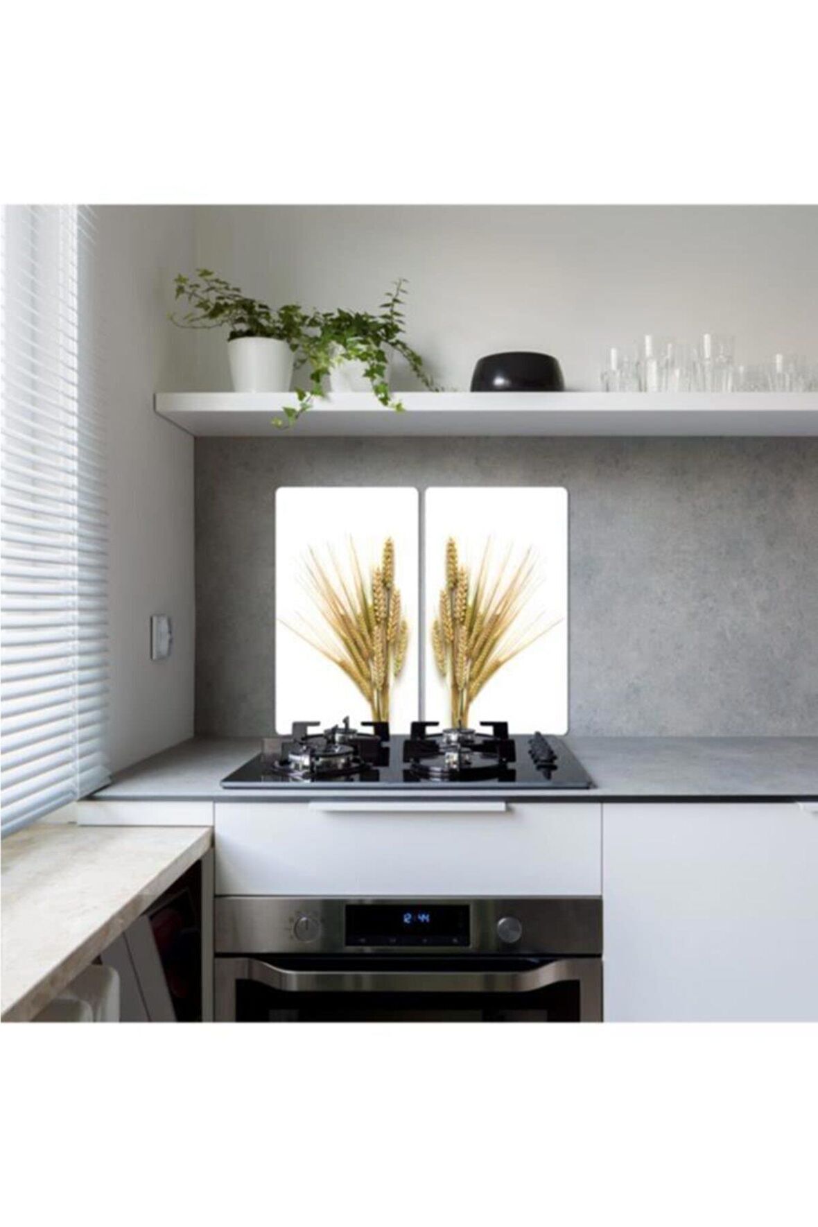 Cam Ocak Koruyucu Ve Kesim Tablası Başak (80cm X 52cm) 2 Parça, 5'li Ocaklar