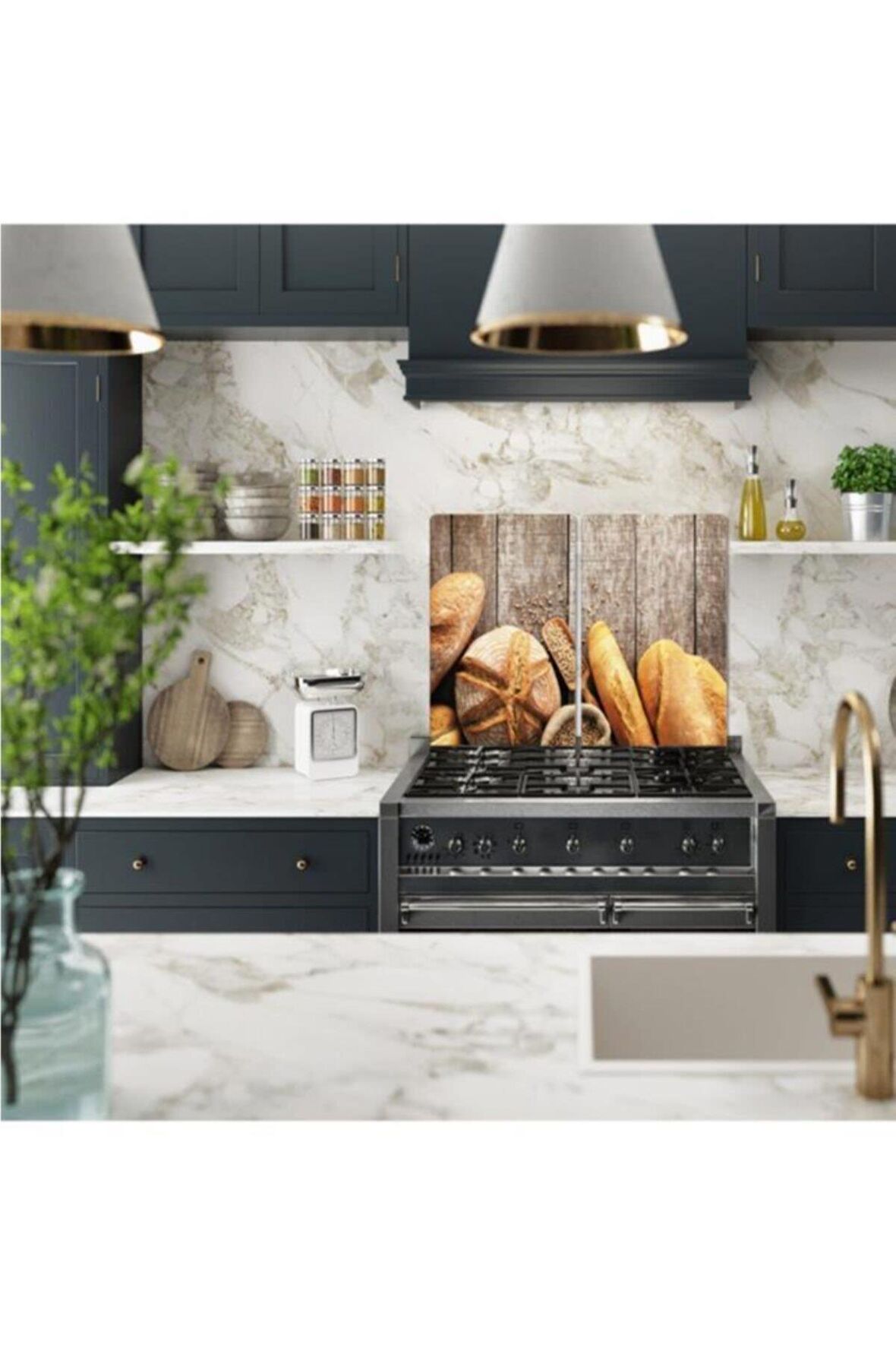 Cam Ocak Koruyucu Ve Kesim Tablası Ekmek (80cm X 52cm) 2 Parça, 5'li Ocaklar
