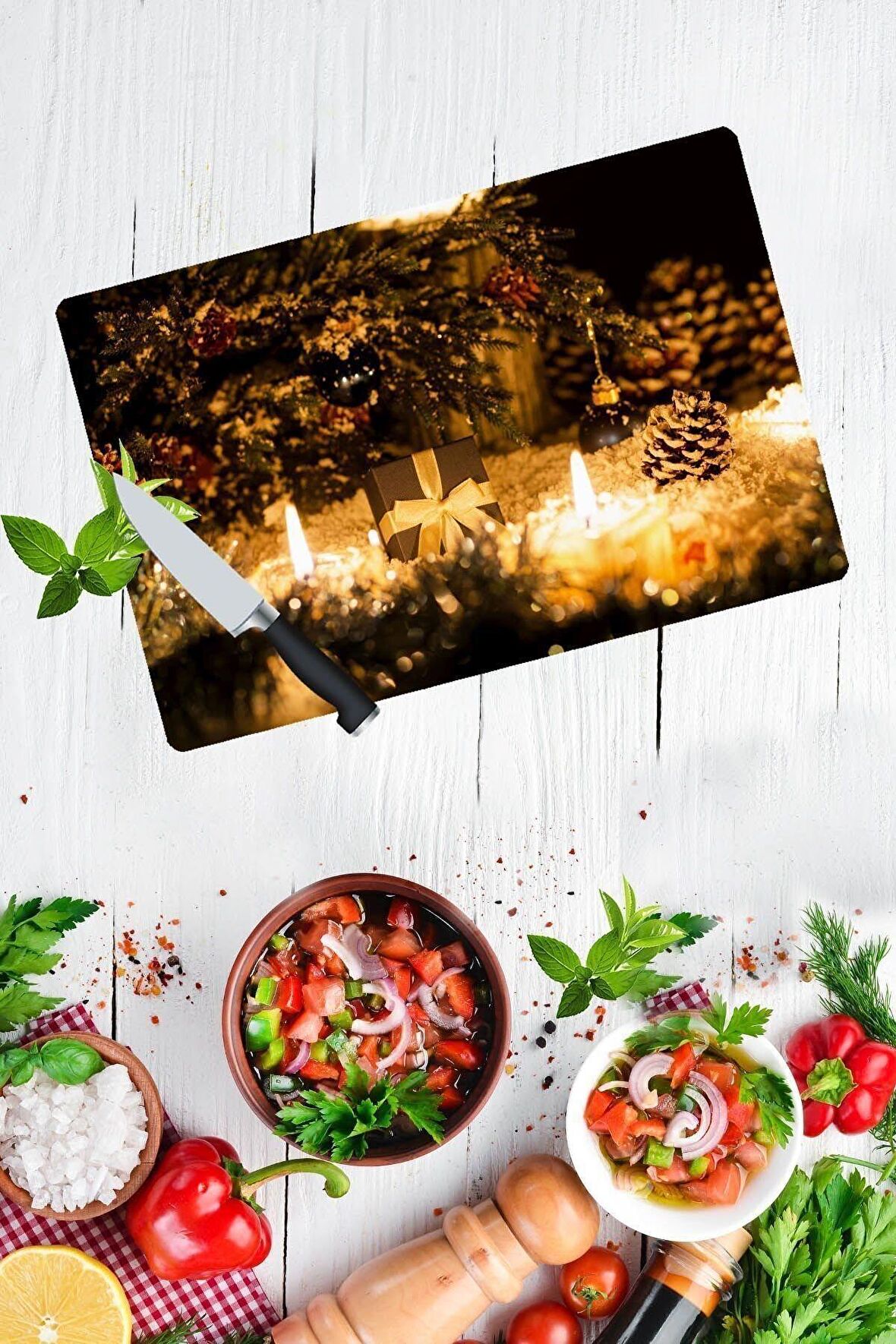 Yeni Yıl | Cam Kesme Tahtası - Cam Kesme Tablası |30 cm x 40 cm