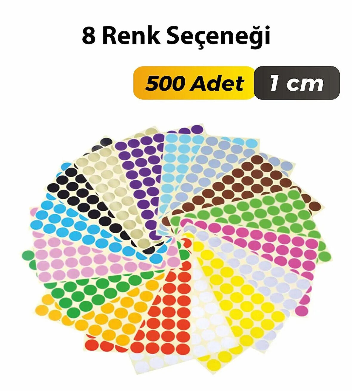 Yuvarlak Kesim Pembe Renk Etiket 1cm - 500 Adet