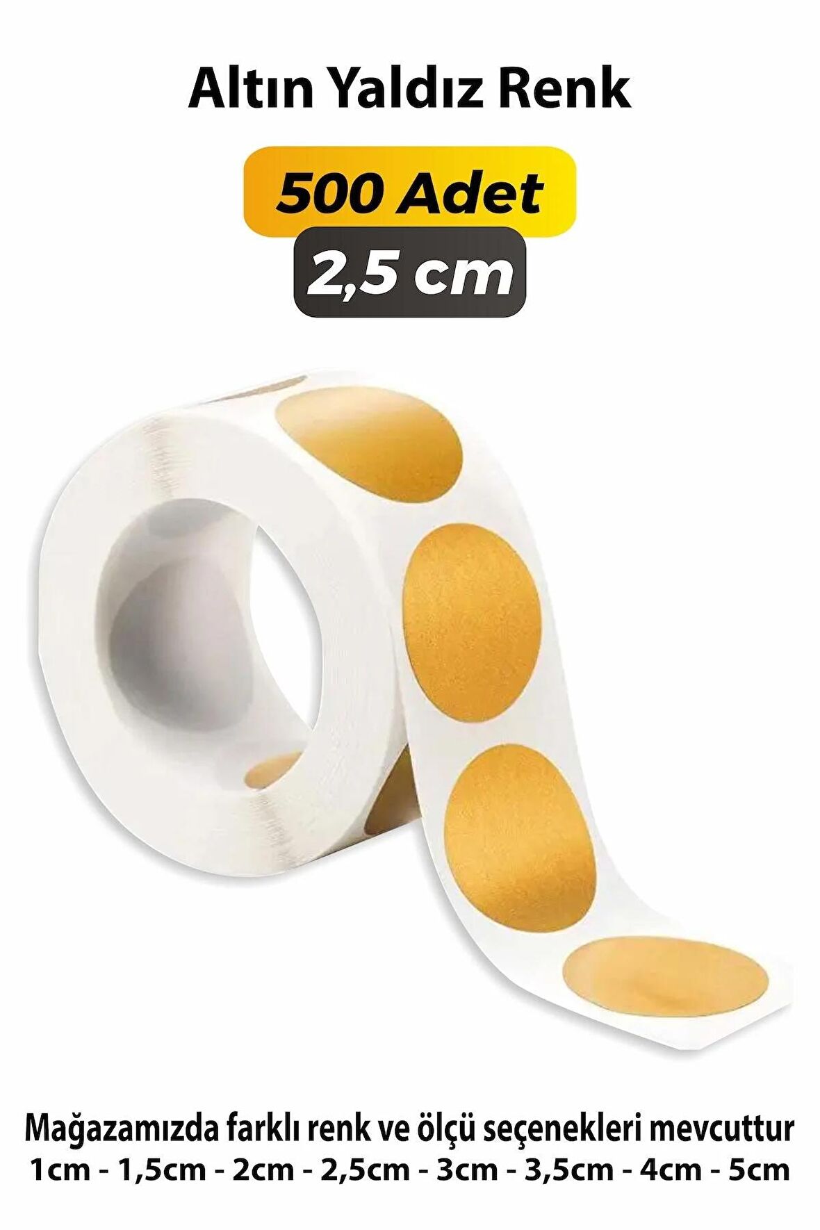 Altın Yaldız Yuvarlak Kesim Etiket 2,5cm - 500 Adet