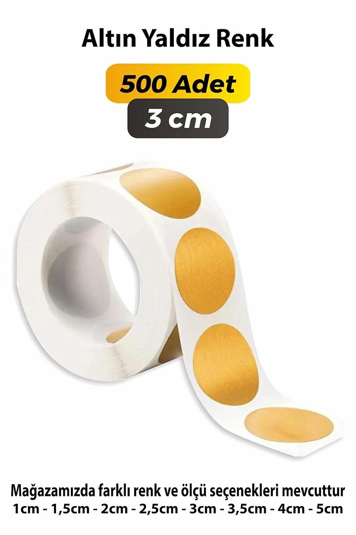 Altın Yaldız Yuvarlak Kesim Etiket 3cm - 500 Adet