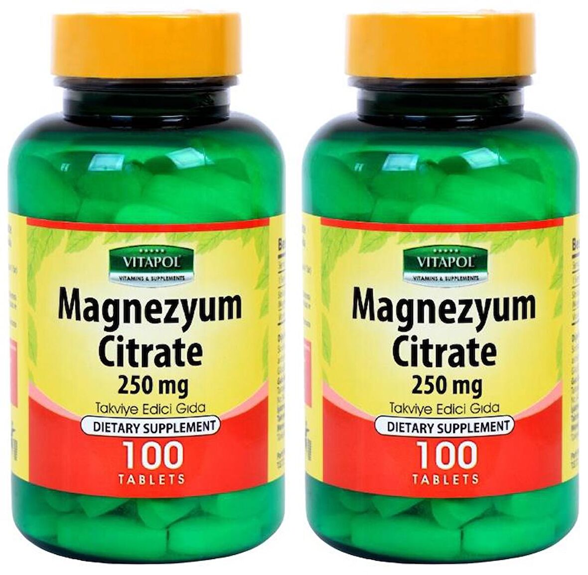 Vitapol Magnezyum Sitrat 2x100 Tablet Vitamin B6 Vitamini Magnesium Citrate