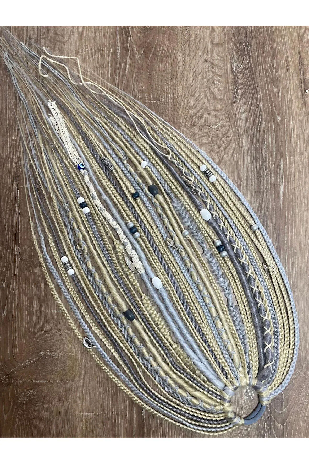 Rasta Mix Afrika Örgü Toka 35'li 50cm - Platin & Gri Tonları