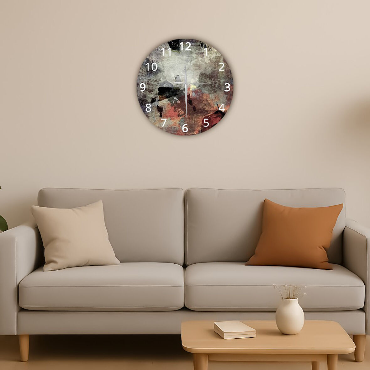 Modern Dekoratif Sessiz Akar Duvar Saati - Temperli Cam 37 cm HS001