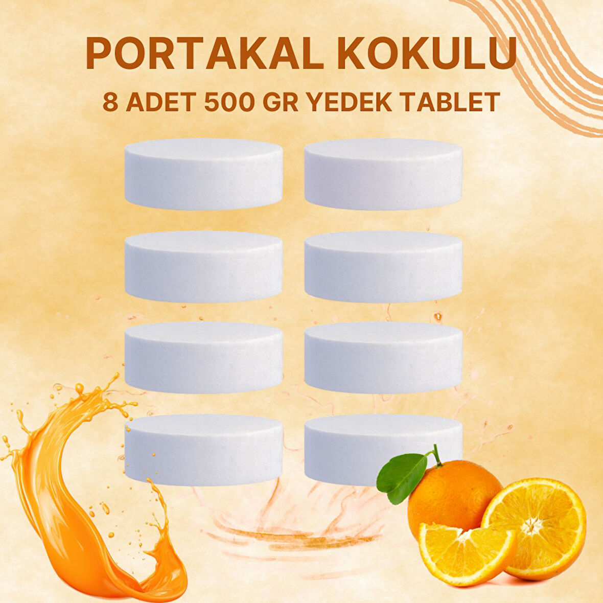 4 Adet 2x500 gr Nem Alıcı Rutubet Ve Küf Önleyici Yedek Tablet Portakal