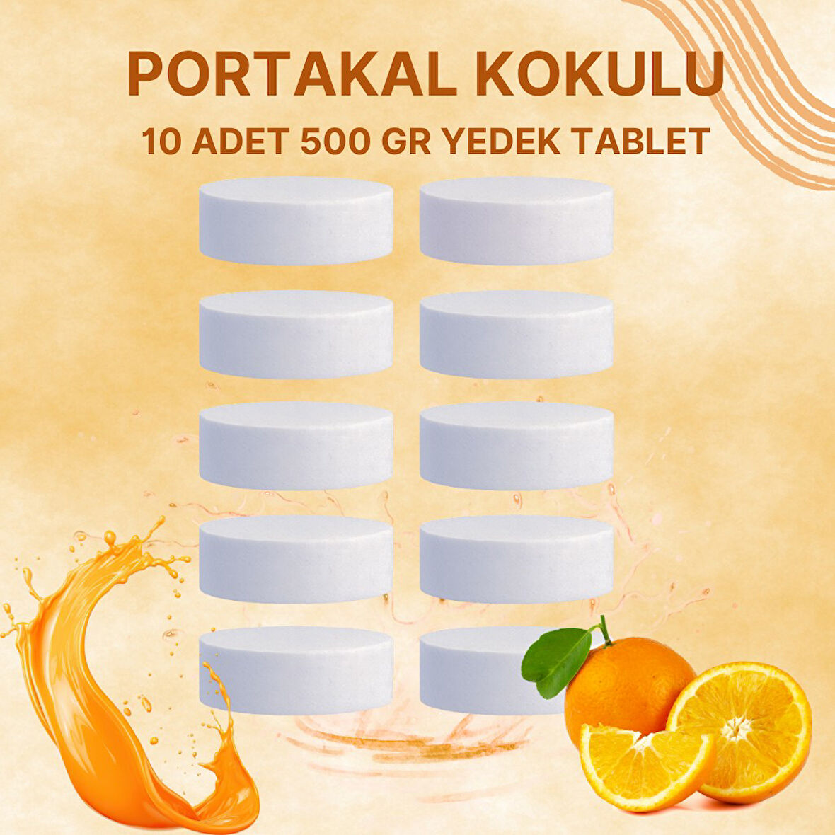 5 Adet 2x500 gr Nem Alıcı Rutubet Ve Küf Önleyici Yedek Tablet Portakal
