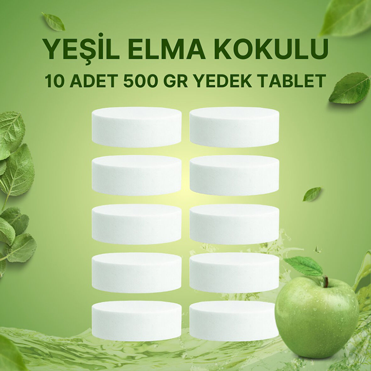 5 Adet 2x500 gr Nem Alıcı Rutubet Ve Küf Önleyici Yedek Tablet Yeşil Elma