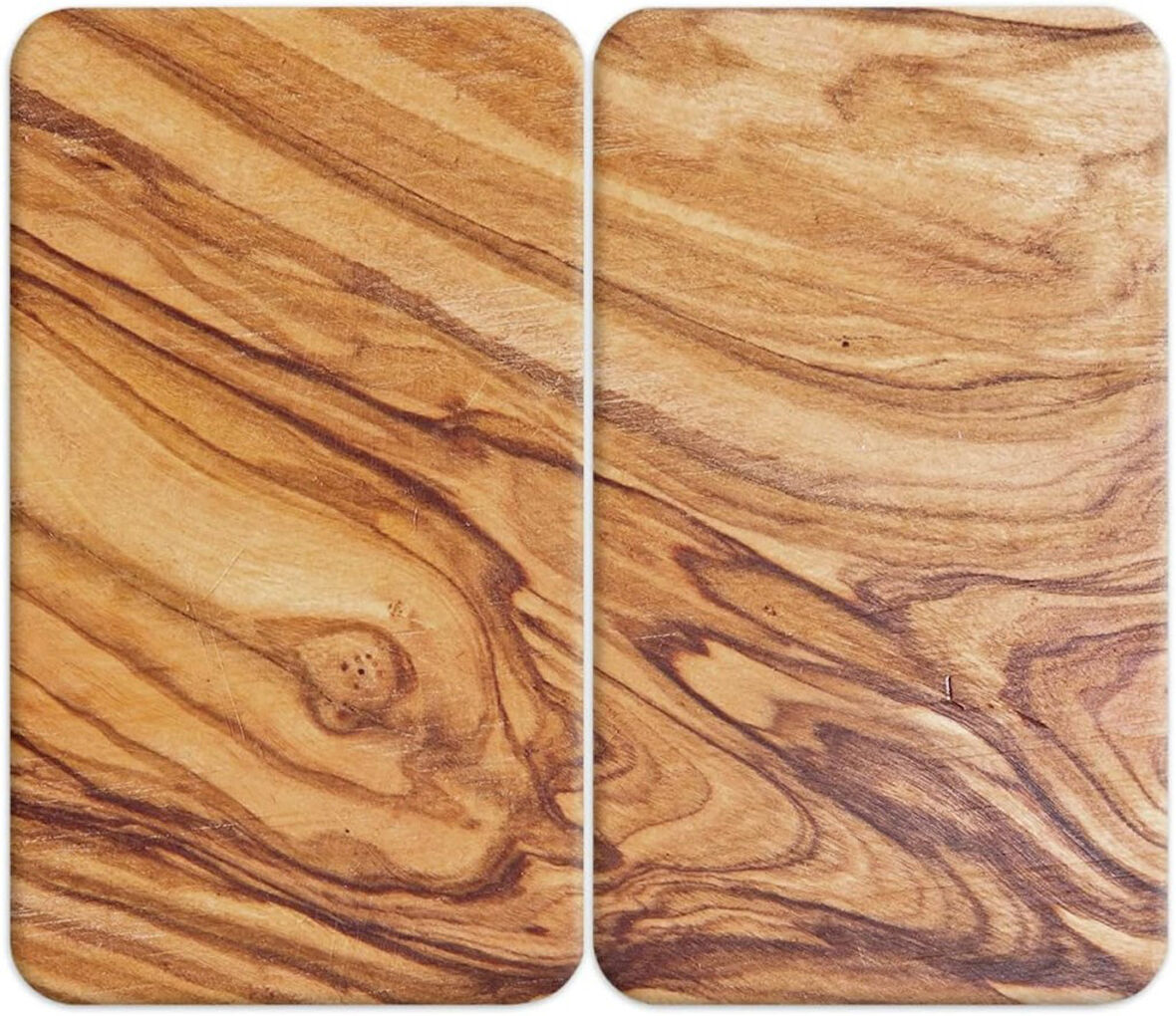 2'li 30x52 Cm Cam Ocak Koruyucu 4'lü Ocaklar Için Ahşap Model