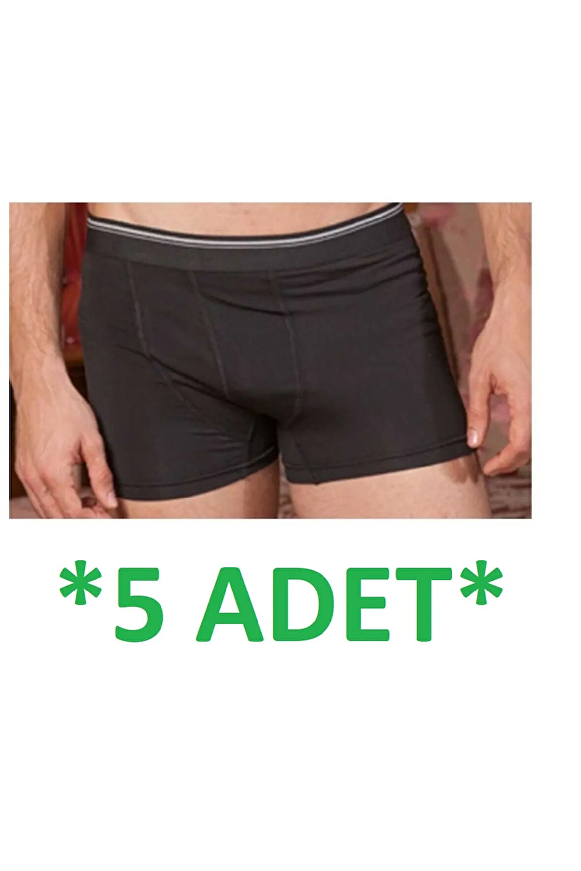 Erkek Siyah Likralı Boxer 5 Adet