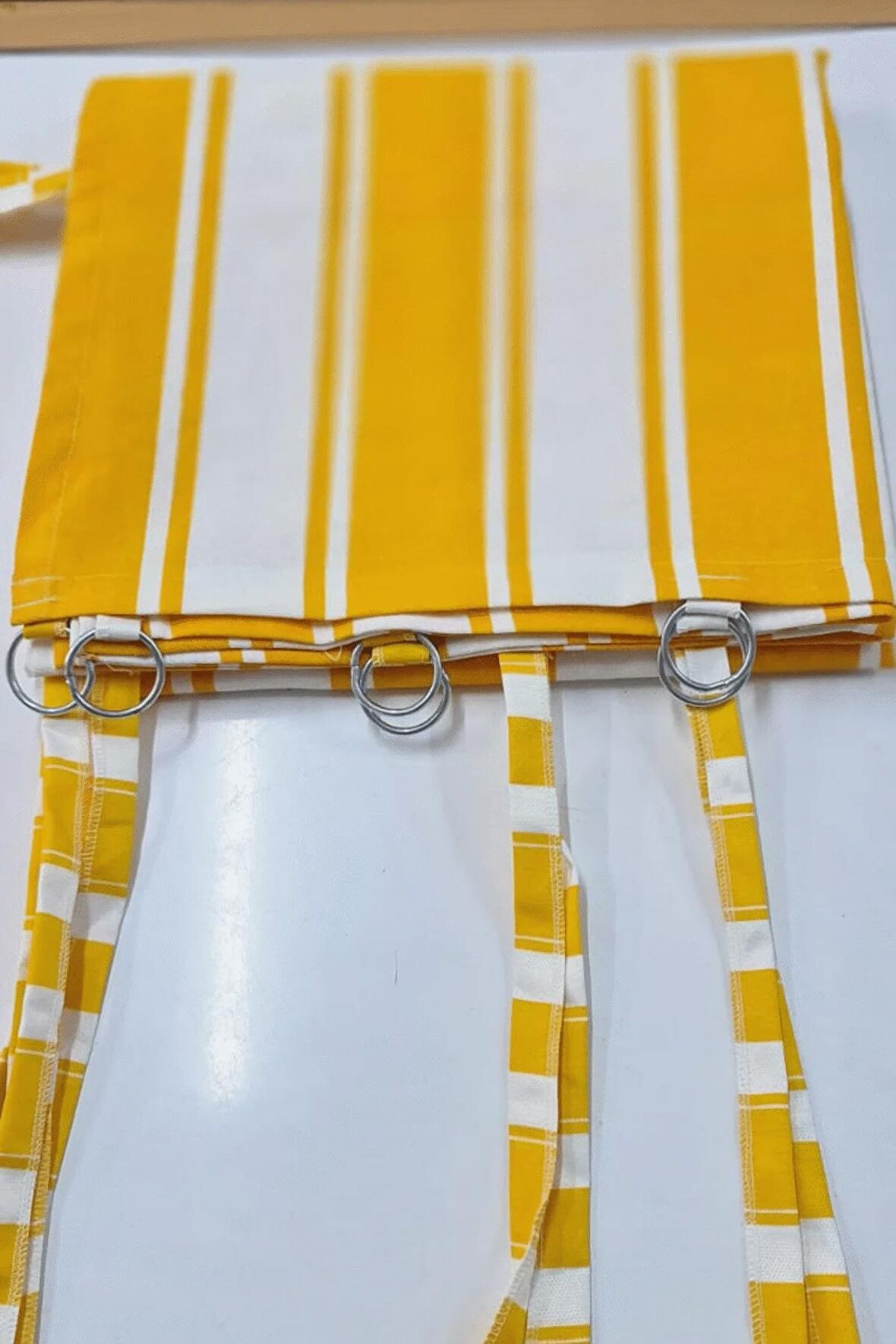 EnxYükseklik Ölçüler ! Halkalı Sarı-Beyaz Lüks Branda Balkon Perdesi