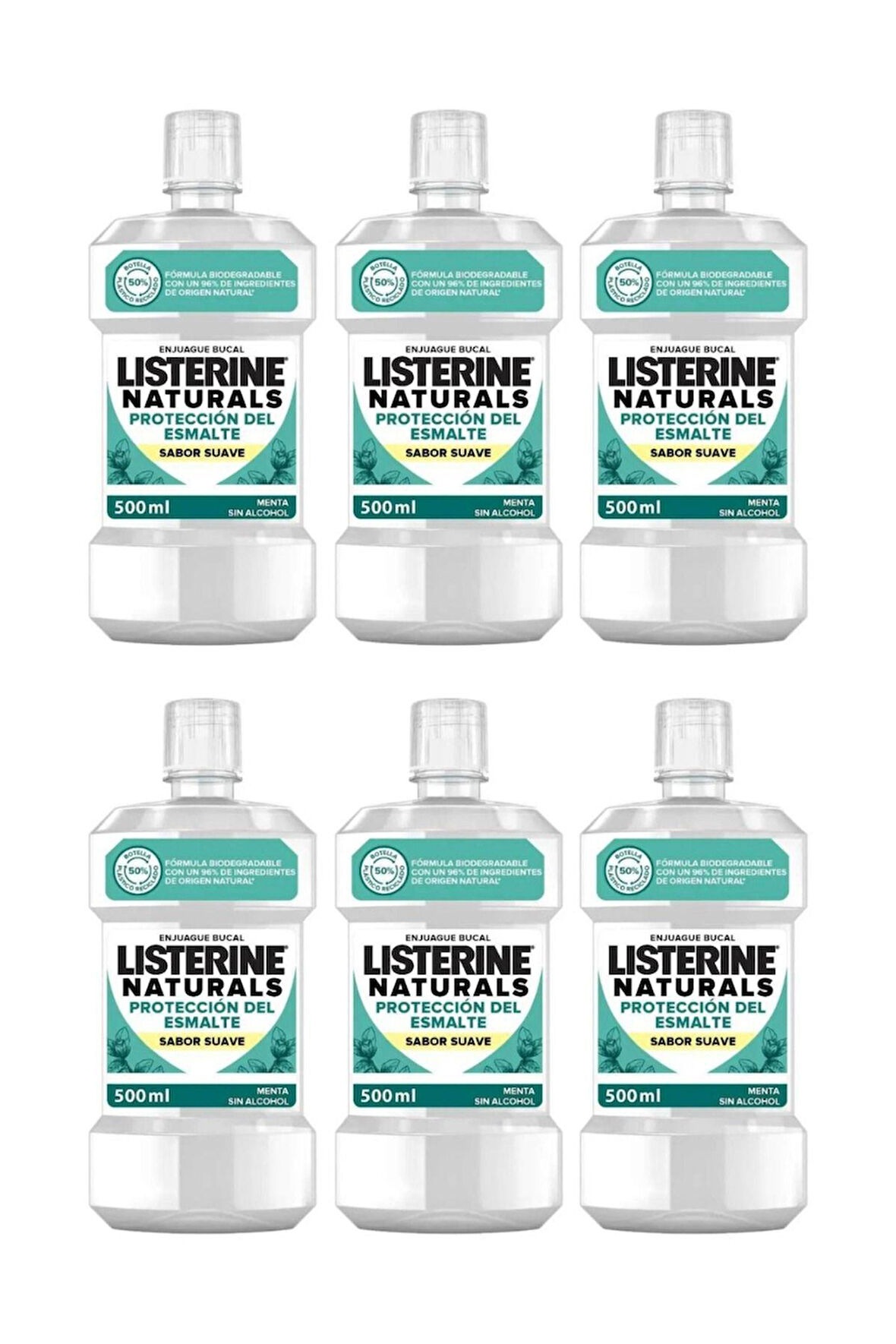 Naturals Emaye Koruma Hafif Lezzet Nane (Alkol veya Boya Yok, Vegan ) (6 Adet) 500ml