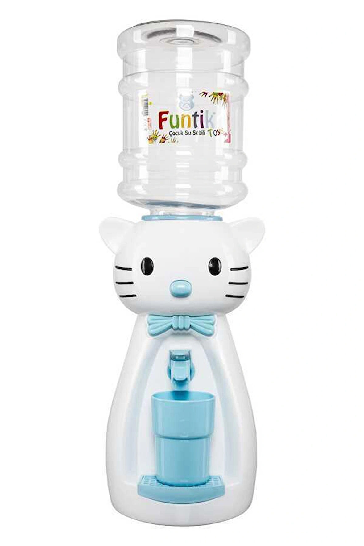 Kedi Figürlü 1,9 Litre Büyük Boy Bardaklı Sızdırmaz Çocuklar Için Su Sebili 50 Cm Montessori Mb