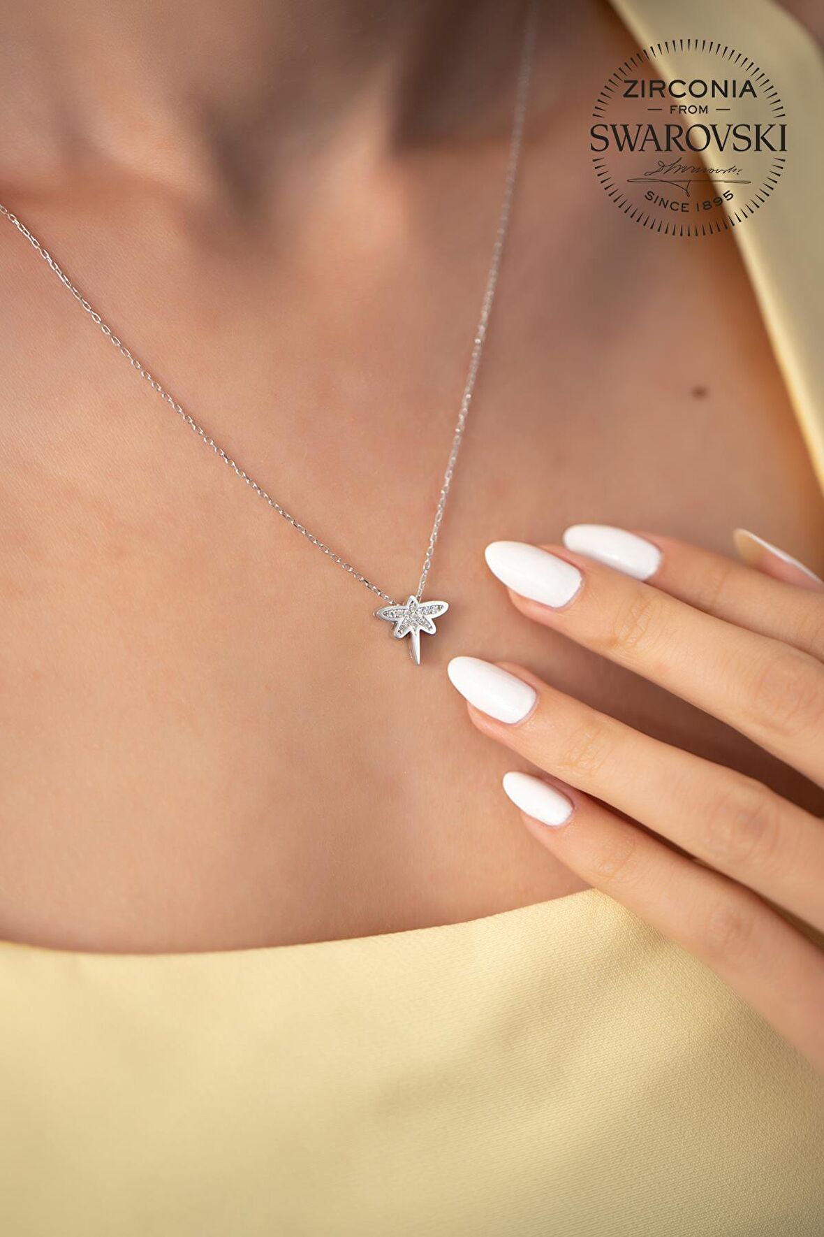 Swarovski Taşlı Yusufçuk Model Gümüş Zirconia Kolye