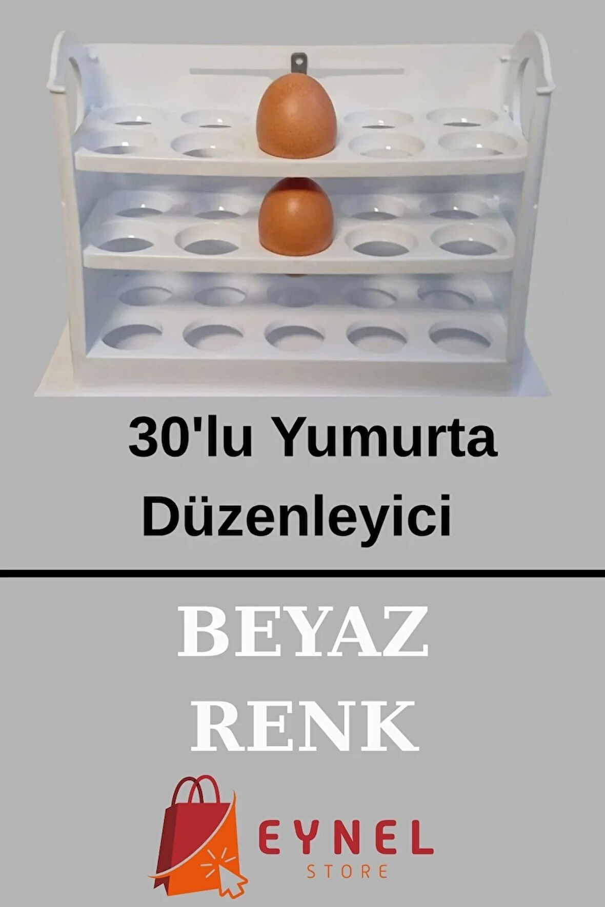 Katlı Buzdolabı Yumurta Organizeri Saklama Kabı 30 Bölmeli Raflı Yumurta Kutusu Düzenleyici (BEYAZ)