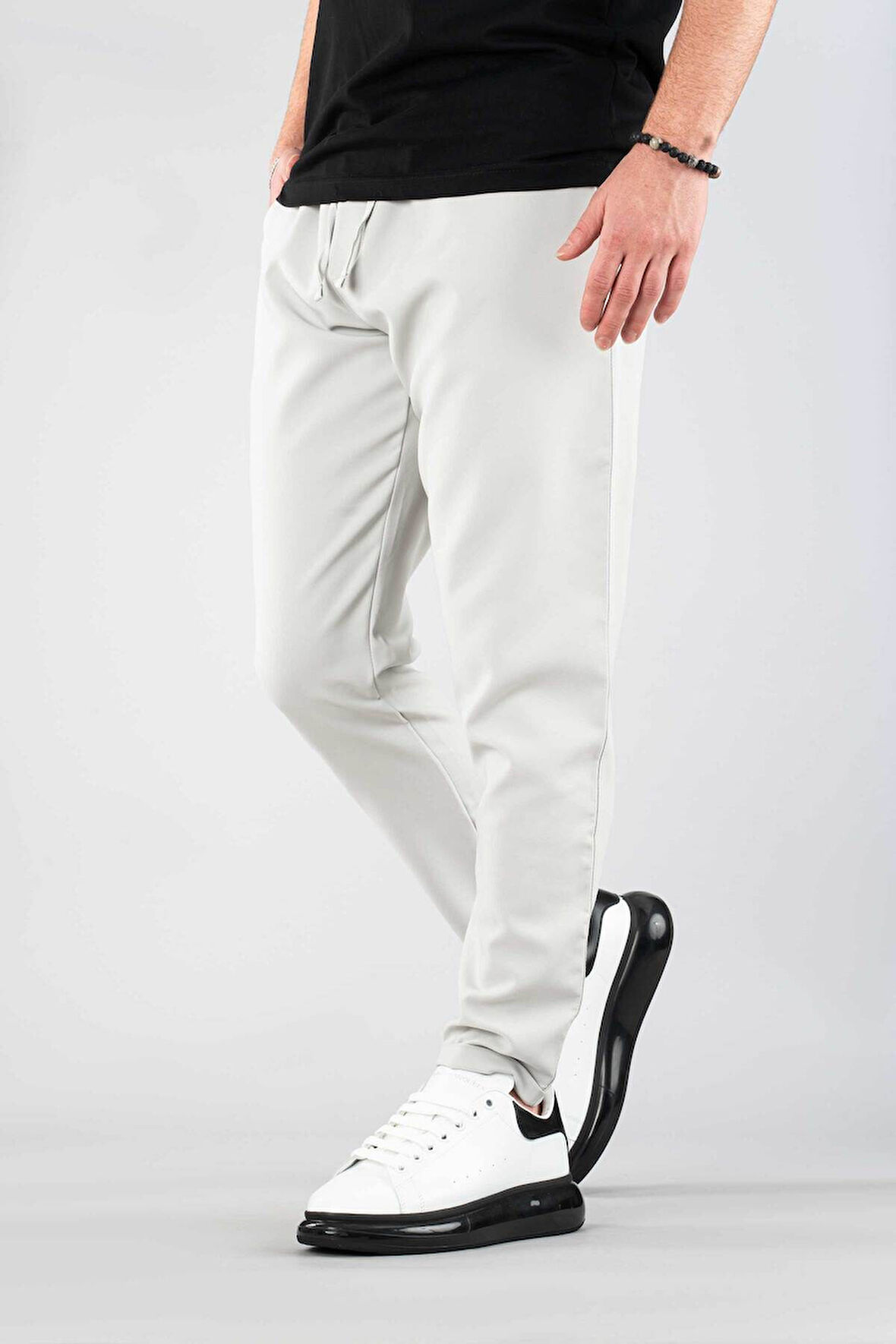 Erkek Jogger Pantolon Beli Lastikli İpli Pamuklu Rahat Boyfriend Pantolon