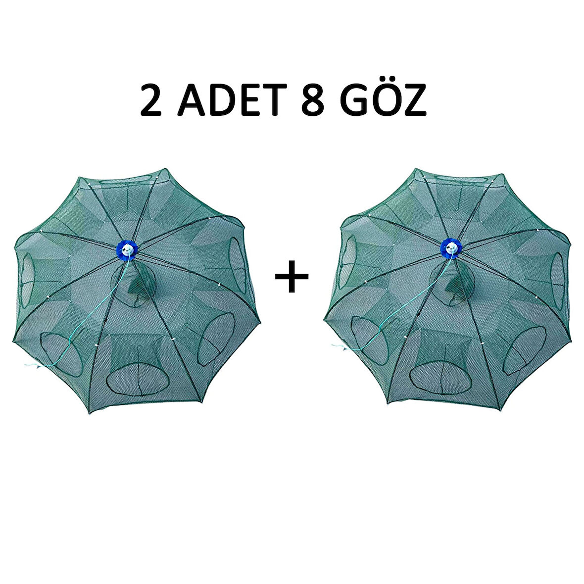  Şemsiye Balık Tuzağı 2 Adet 8 Göz Yengeç Kuş Balık Yakalama Tuzağı