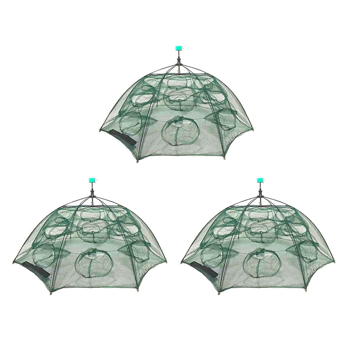 Şemsiye Balık Tuzağı 3 Adet 16 Göz Yengeç Kuş Balık Yakalama Tuzağı