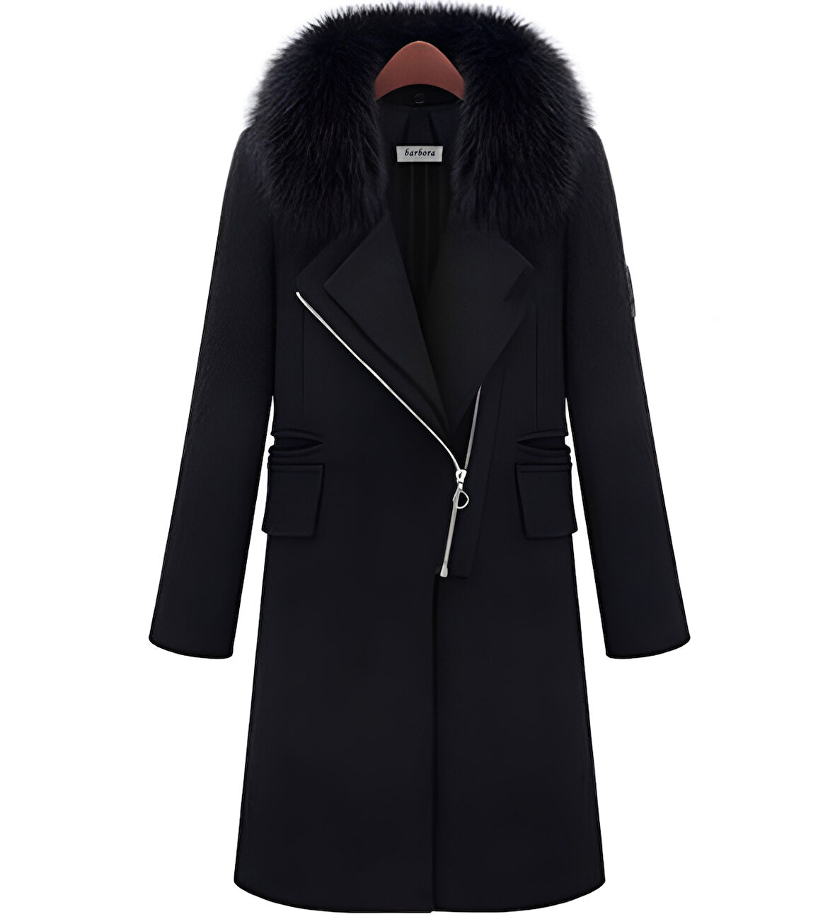 Kışlık Kürklü Kaşe Kadın Kaban