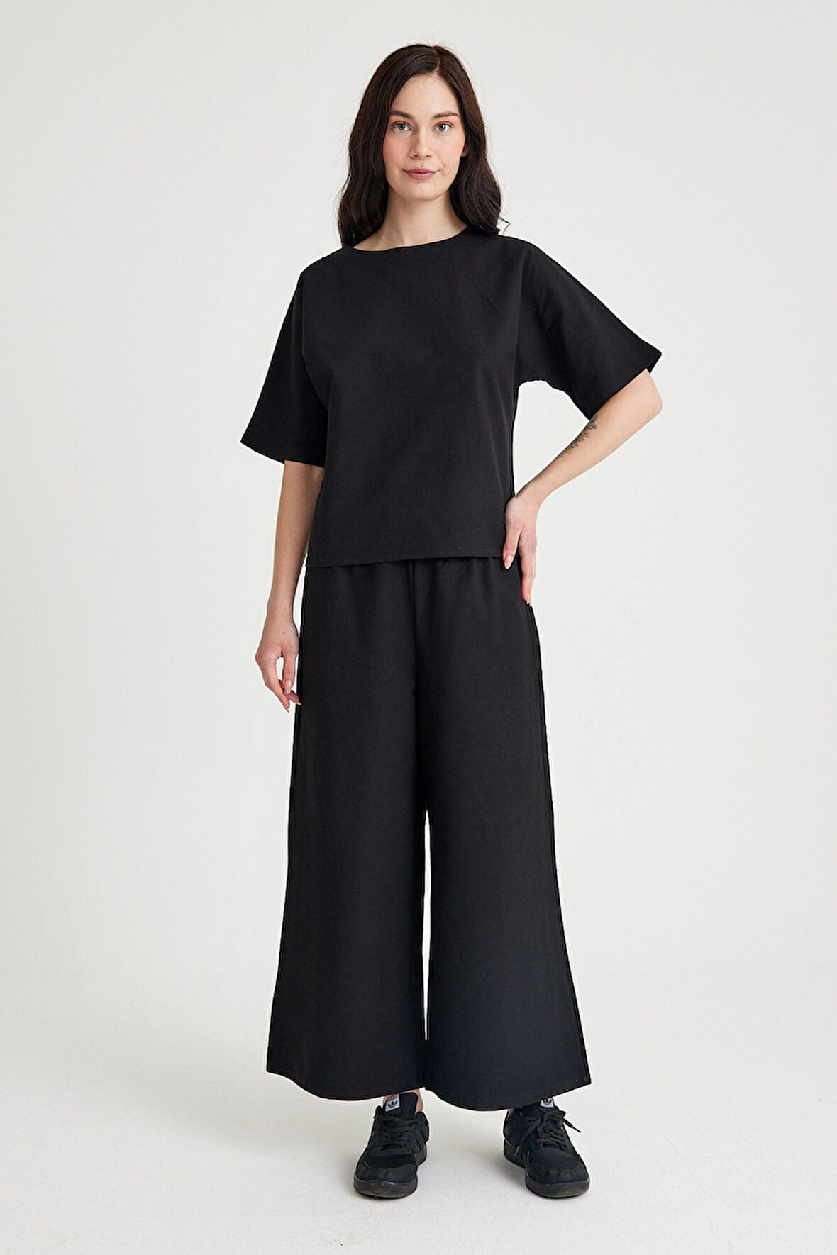 Keten Günlük Rahat Beli Lastikli Kadın İkili Takım Alt Üst