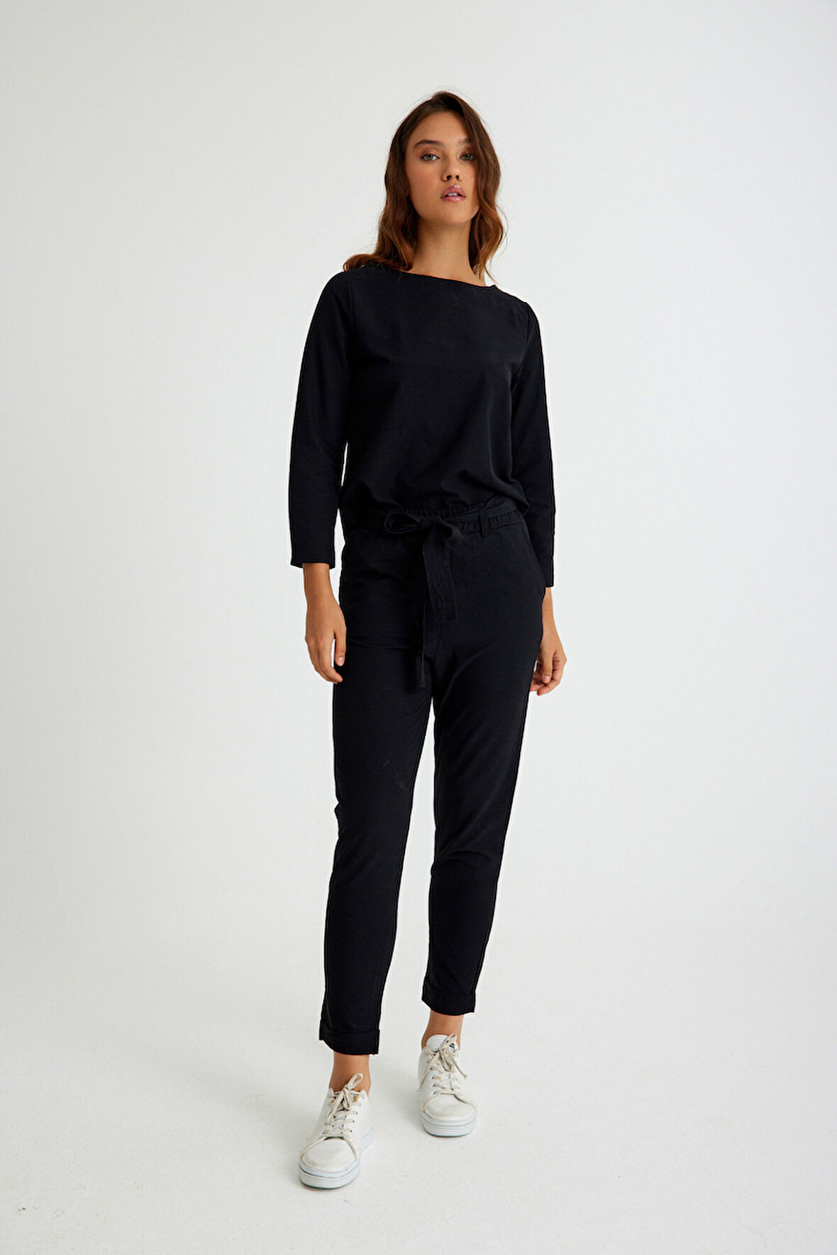 Keten Günlük Rahat Beli Kemerli Kadın İkili Takım Alt Üst