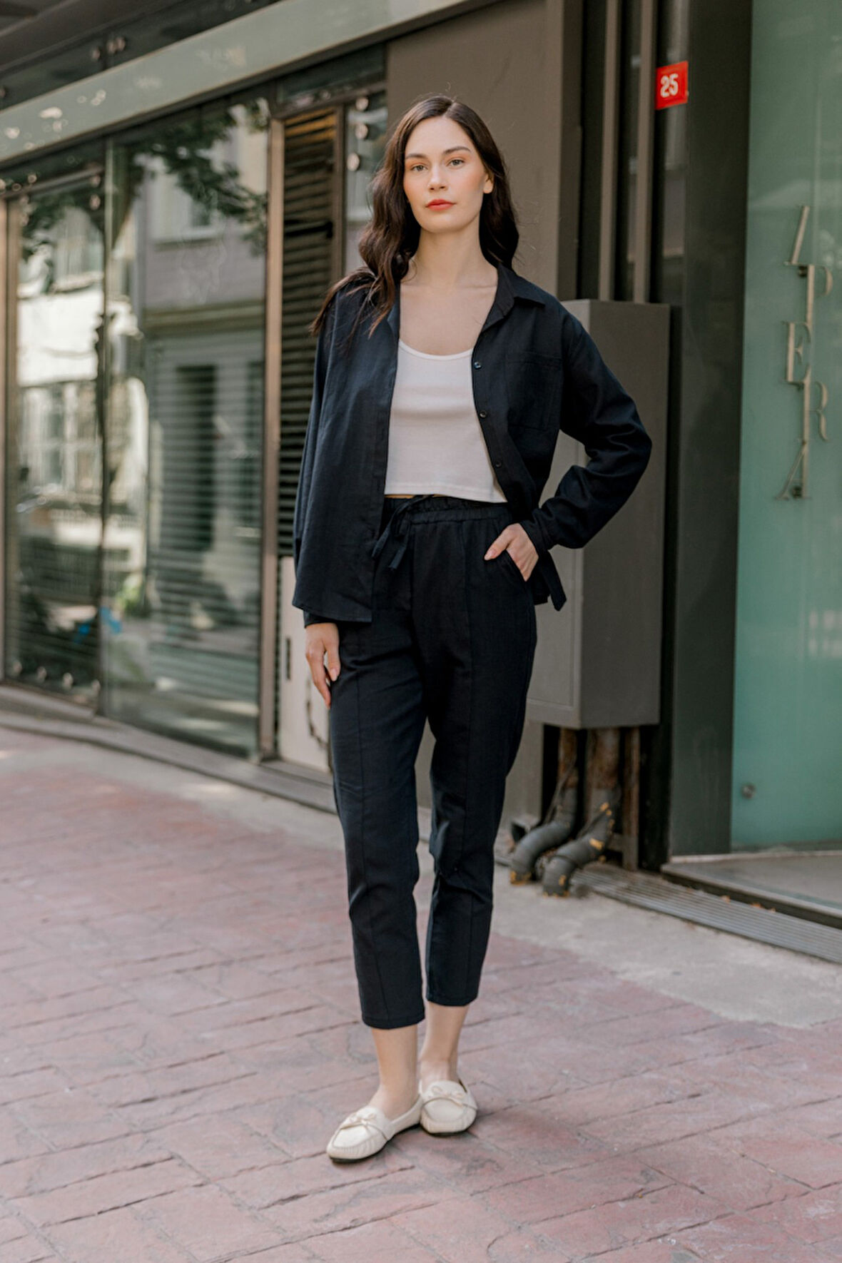 Keten Günlük İkili Takım Elbise Pantolon Gömlek