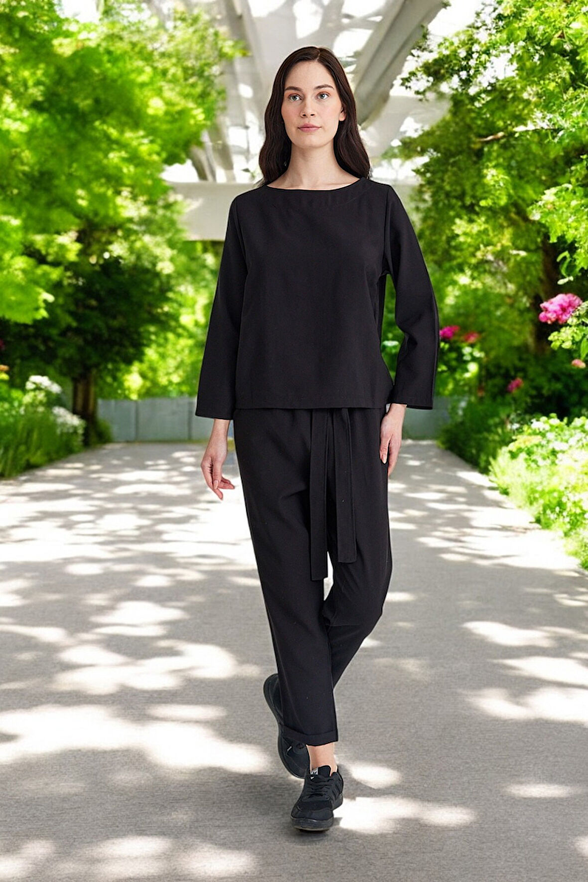 Yazlık Beli Kemerli Alt Üst Şık Keten Takım