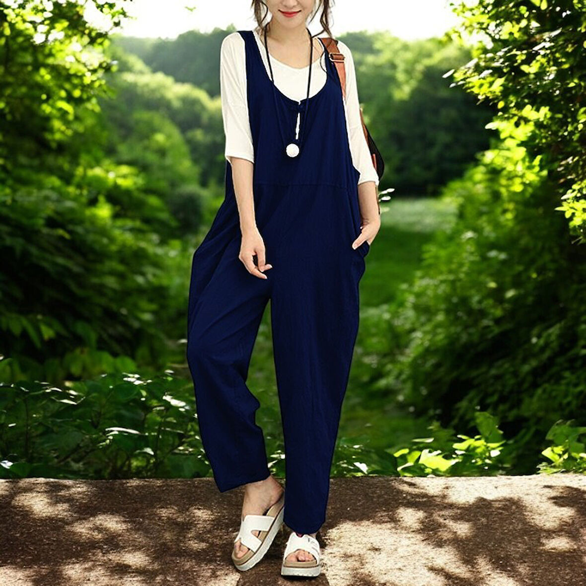 Yazlık Salopet Şık Keten Tulum