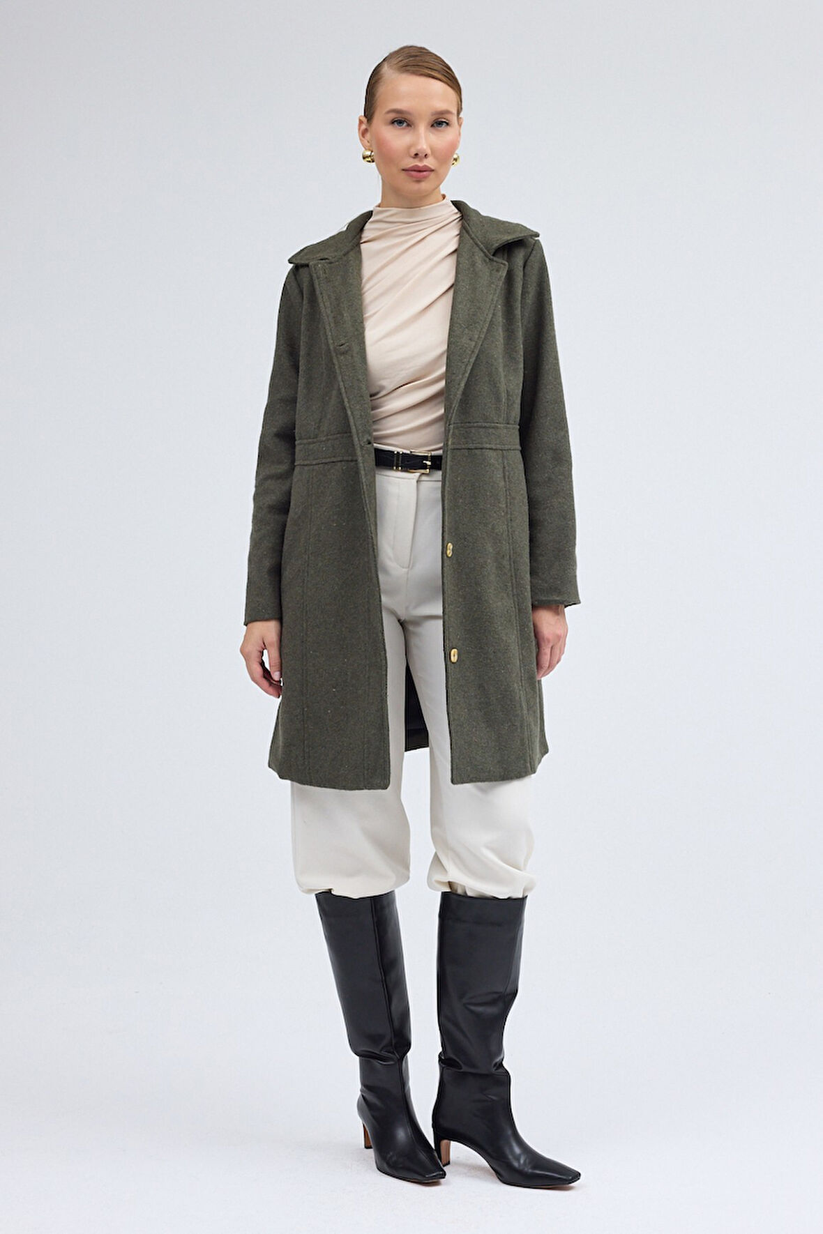 Dikiş Detaylı Tasarım Kaşe Kaban