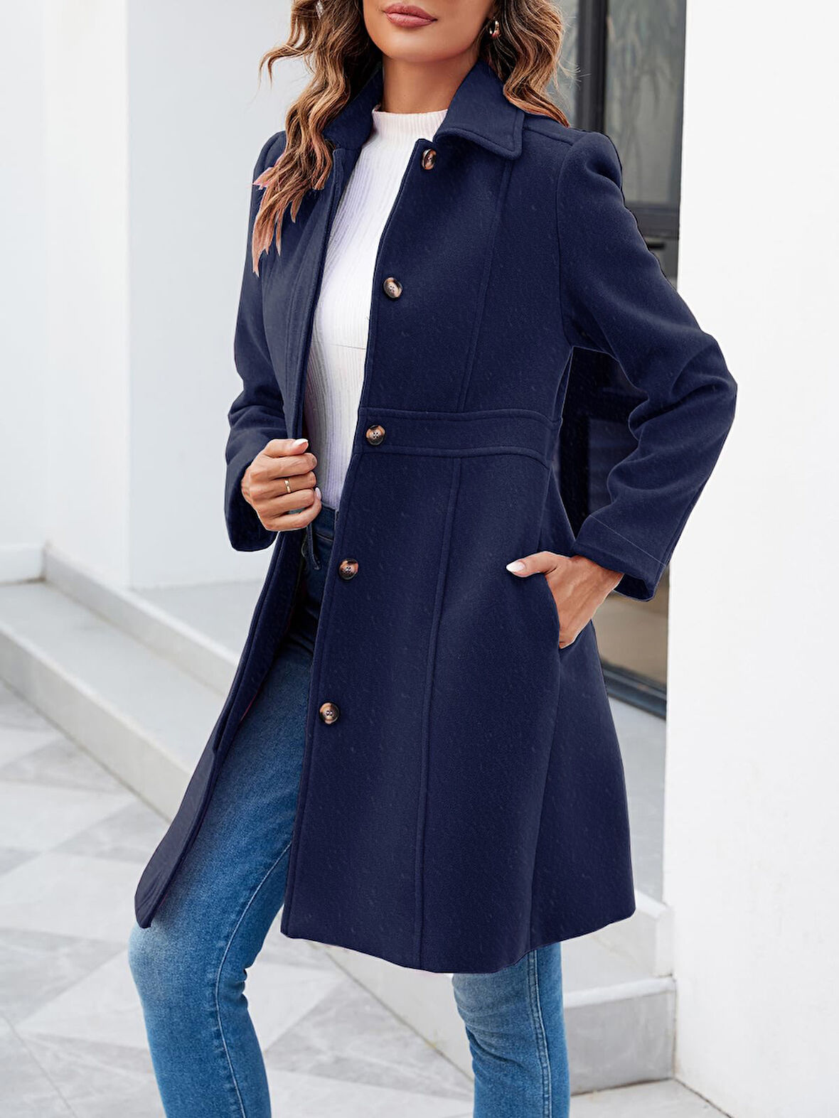 Dikiş Detaylı Tasarım Kaşe Kaban