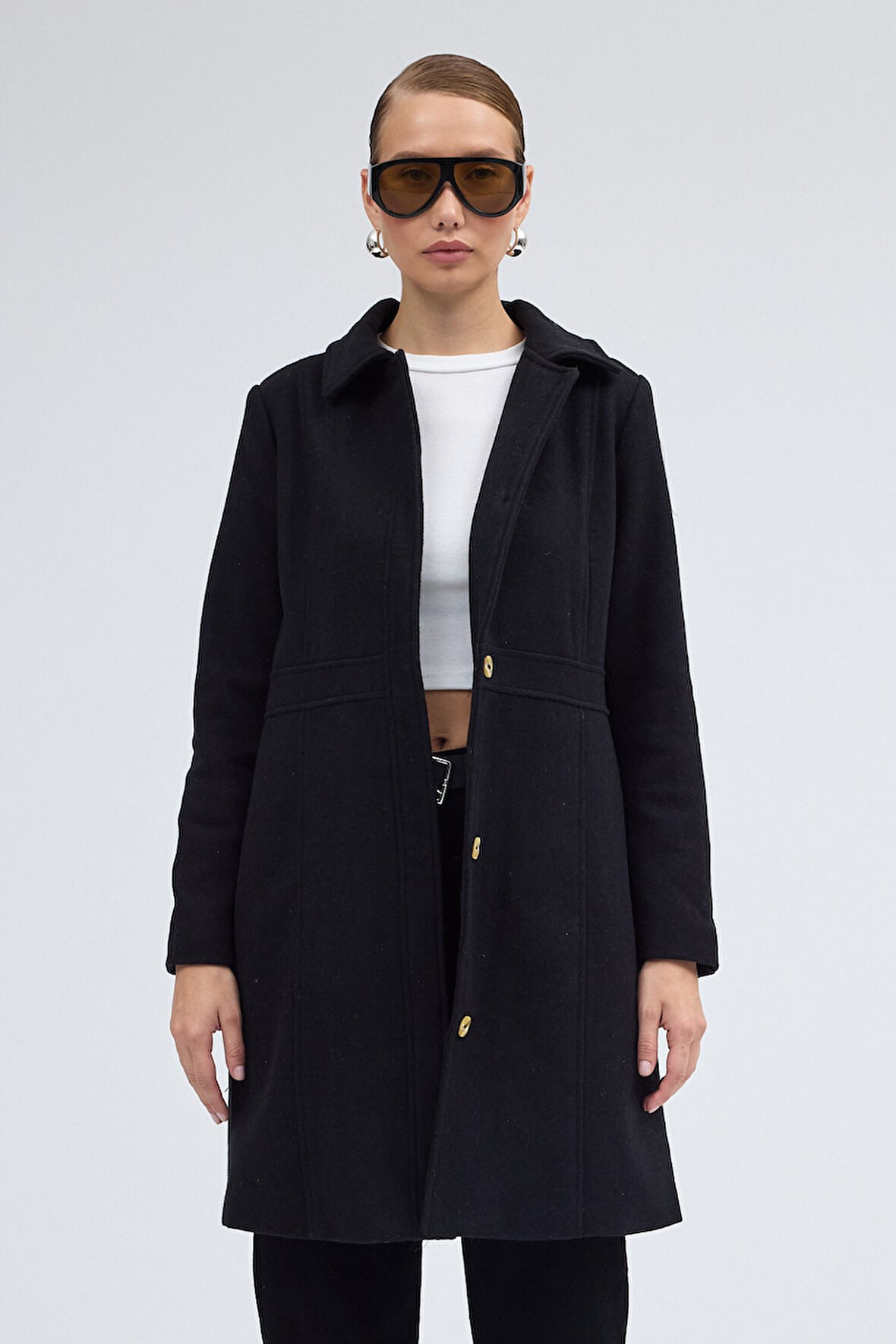 Dikiş Detaylı Tasarım Kaşe Kaban