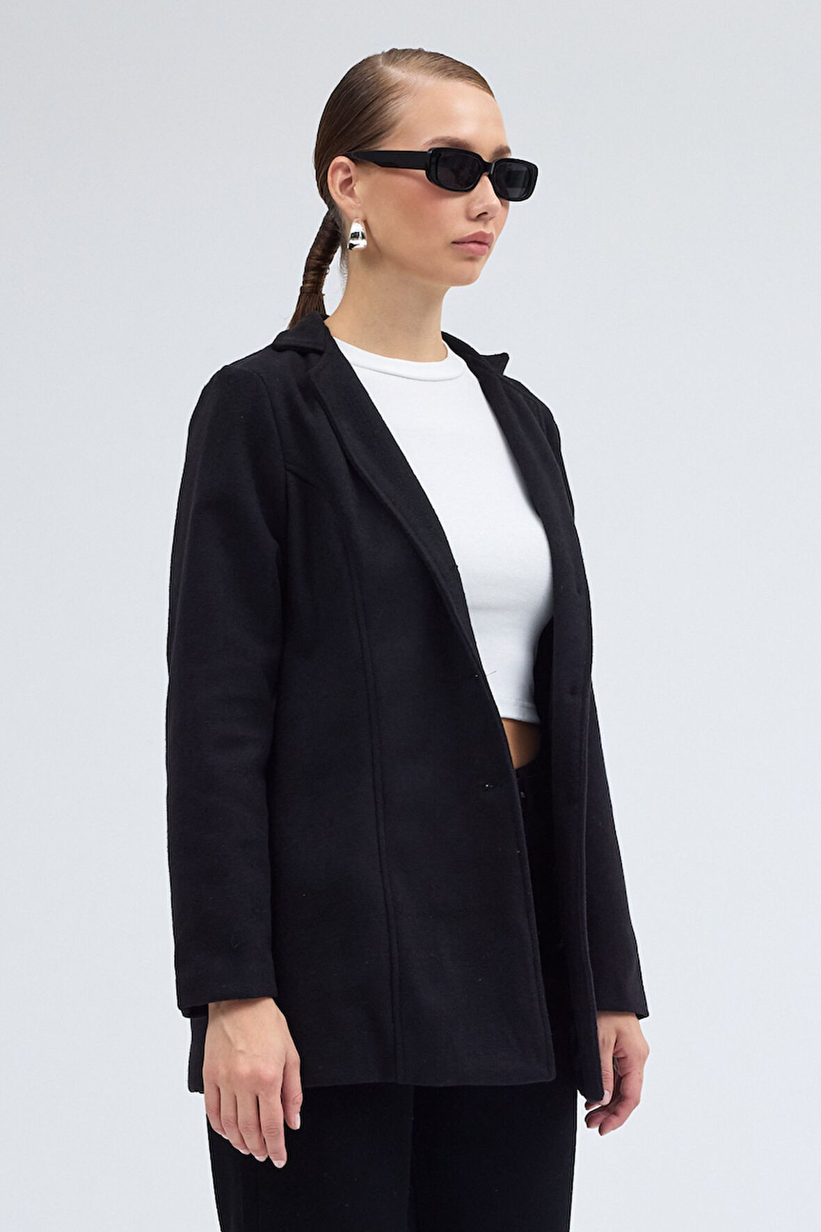 Tasarım Yaka Kısa Boy Kaşe Kaban