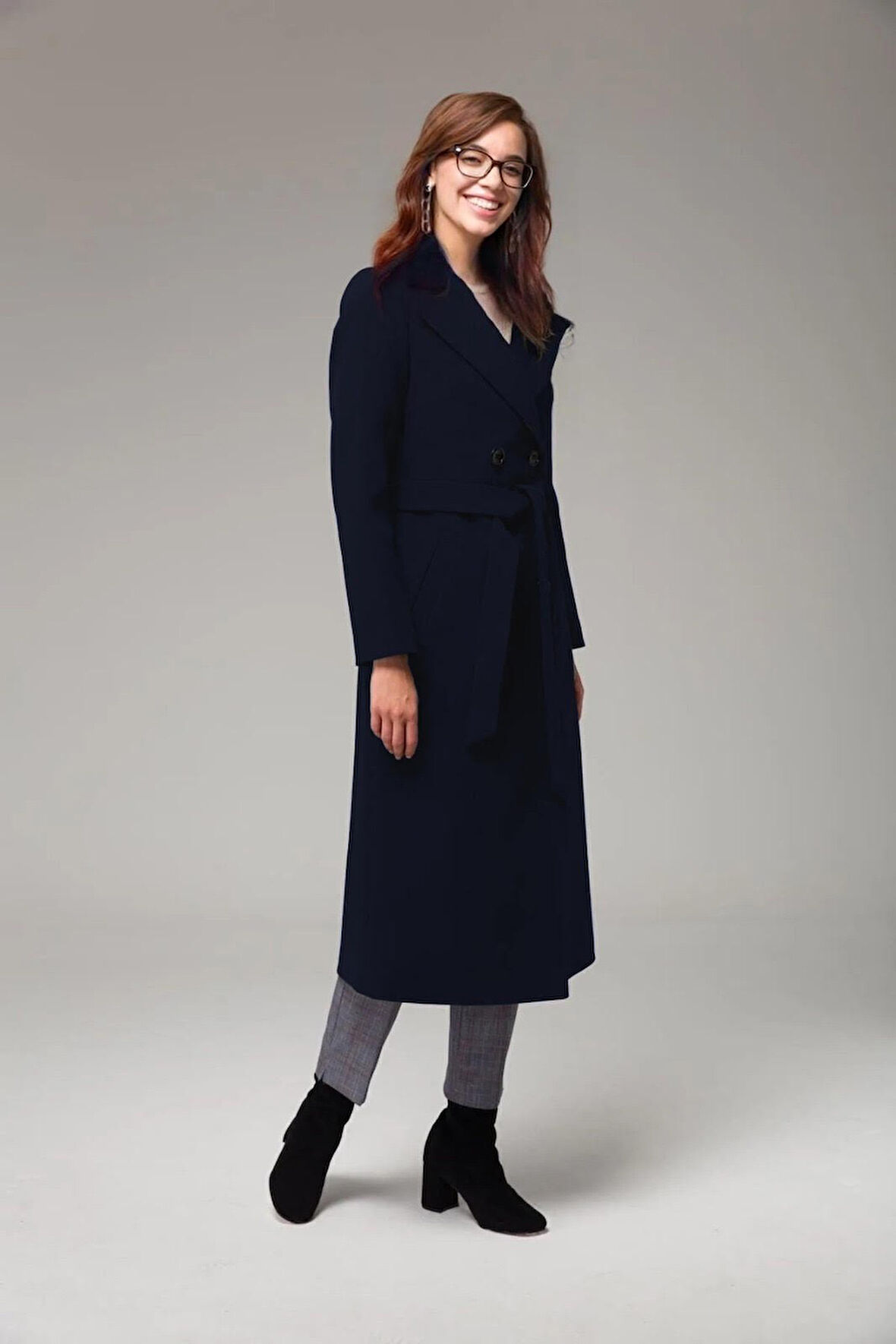 Kemer Detaylı Kadın Kaşe Kaban