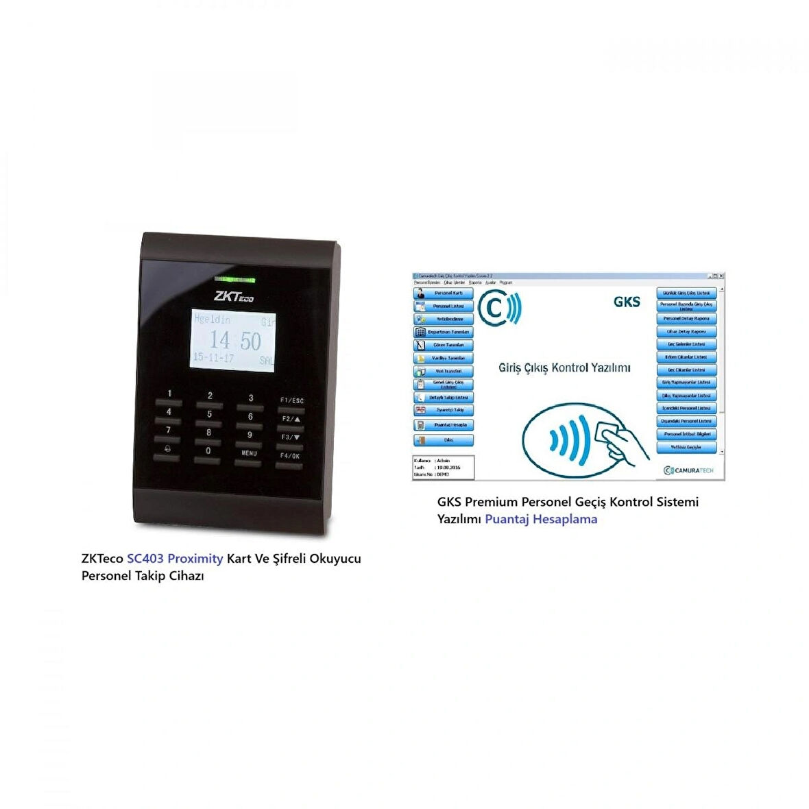 ZKTeco SC403 Proximity Kart Ve Şifreli Okuyucu GKS Premium Geçiş Yazılımı Ve Puantaj Hesaplama Dahil