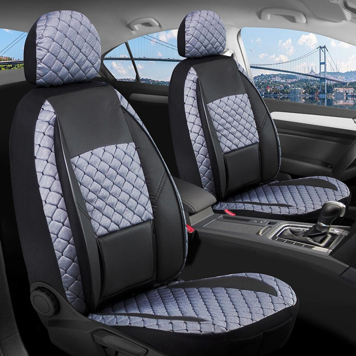 
Renault Laguna 2 Uyumlu Yarı Deri Oto Koltuk Kılıfı Ön Arka Set Alpine Model Siyah Füme SC