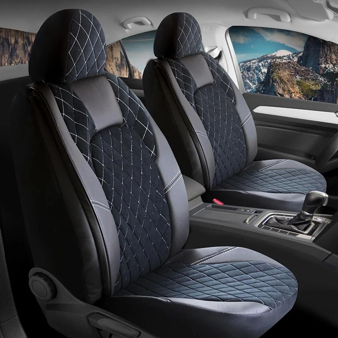 
Fiat Uno Uyumlu Yarı Deri Oto Koltuk Kılıfı Ön Arka Set Chester Serisi Siyah Beyaz SC