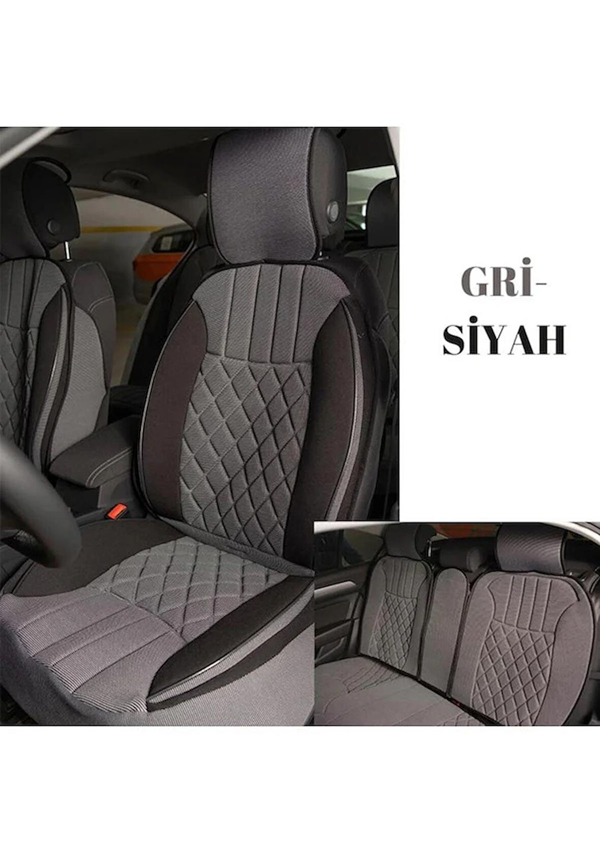 
Chevrolet Cruze Sedan Uyumlu Lüks Oto Koltuk Minderi Ön Arka Set Gri Siyah