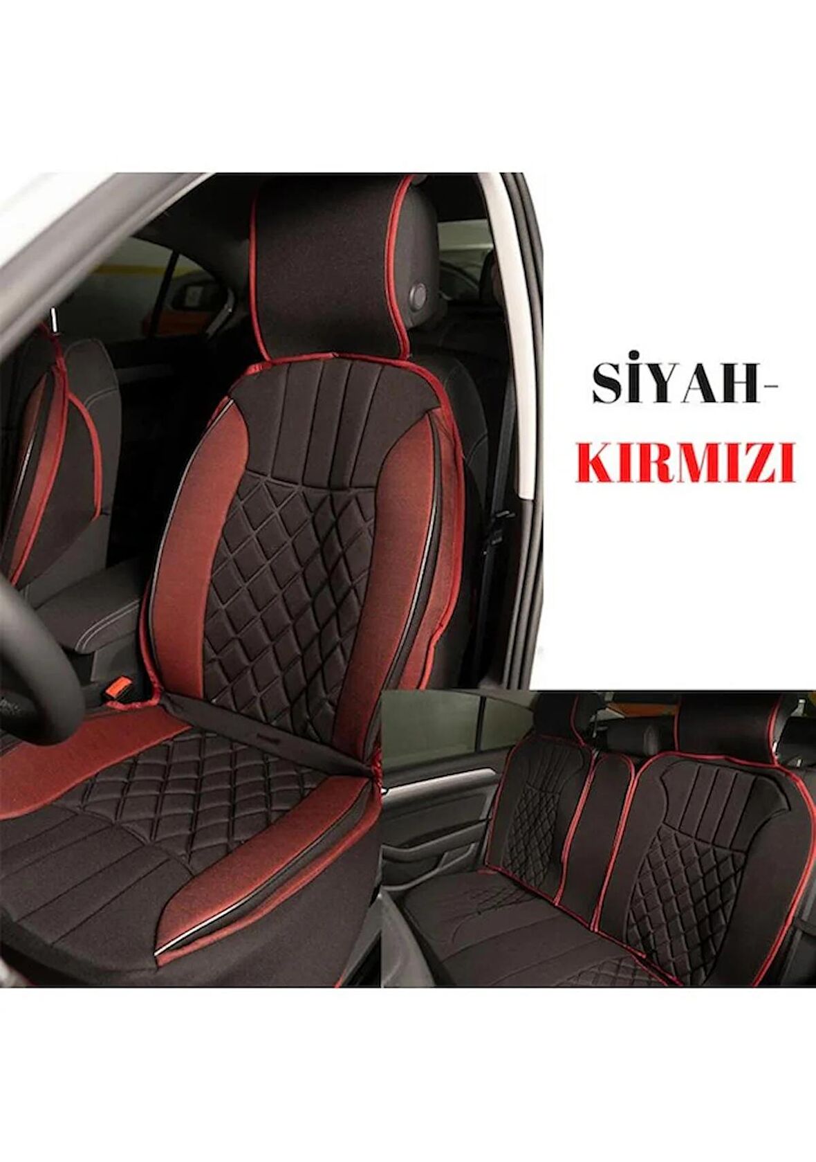 
Hyundai Getz Uyumlu Lüks Oto Koltuk Minderi Ön Arka Set Siyah Kırmızı  